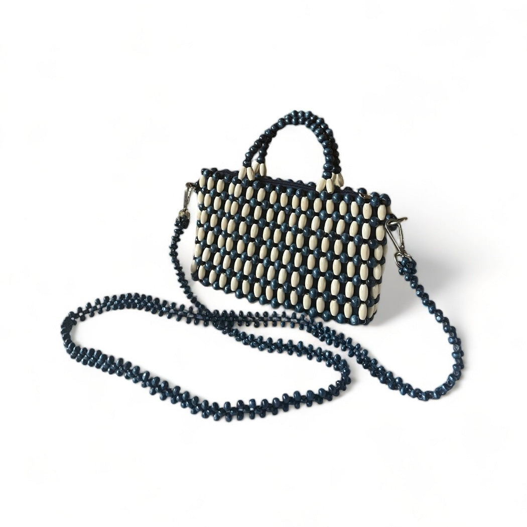 AMARA Beaded Handbag with Detachable Sling | Wooden Beads Collection