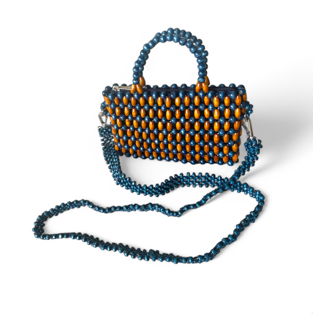 AMARA Beaded Handbag with Detachable Sling | Wooden Beads Collection