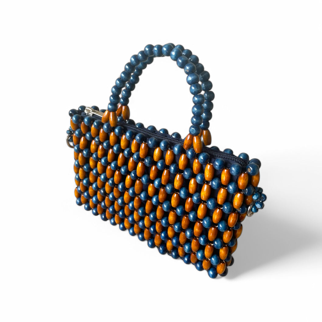 AMARA Beaded Handbag with Detachable Sling | Wooden Beads Collection