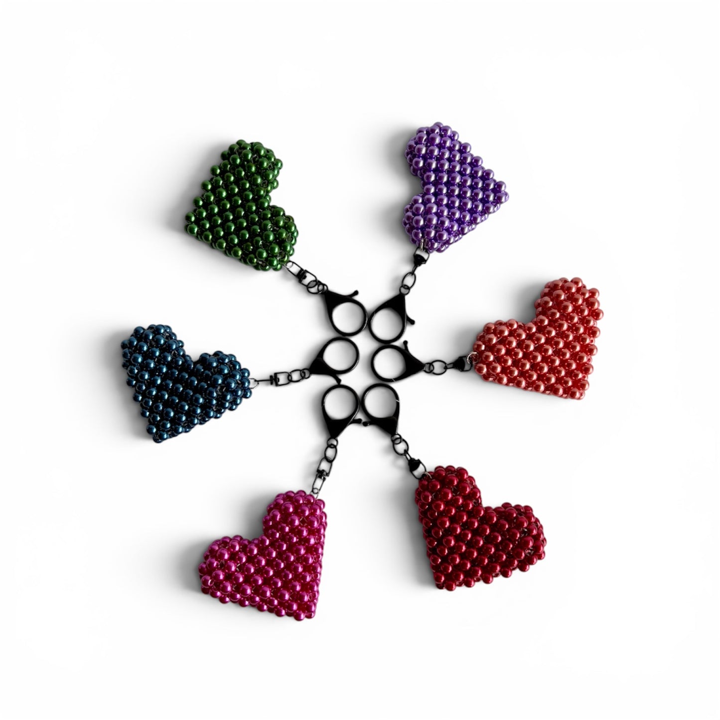 ADORA Beaded Pearl Heart Bag Charms and Keychains | Wooden Beads Accessory