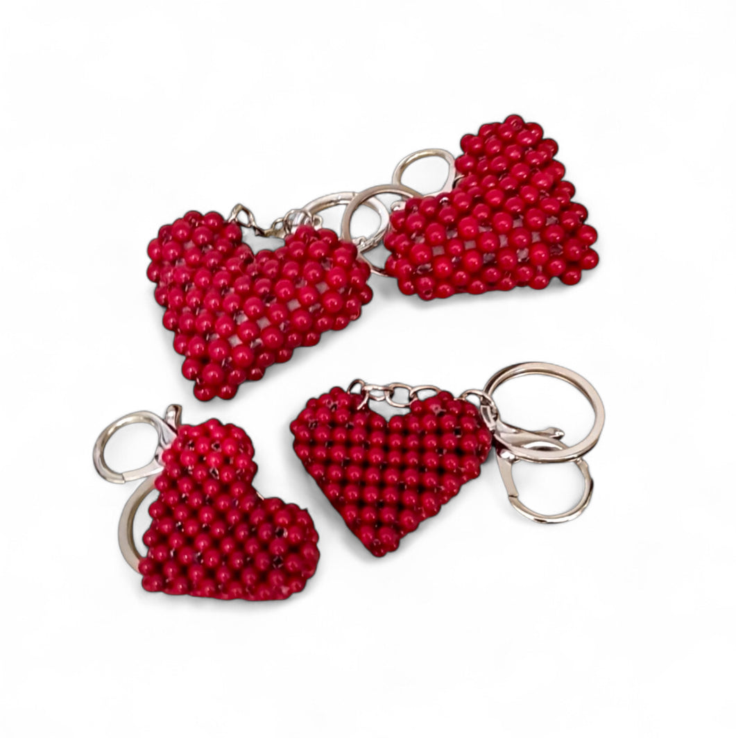 ADORA Beaded Pearl Heart Bag Charms and Keychains | Wooden Beads Accessory