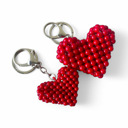 ADORA Beaded Pearl Heart Bag Charms and Keychains | Wooden Beads Accessory