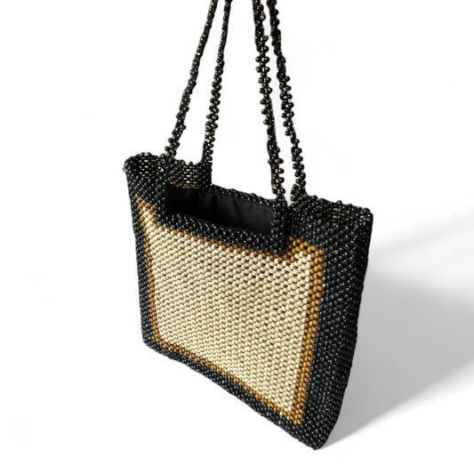 ALESSANDRA Beaded Tote Bag | Wooden Beads Collection