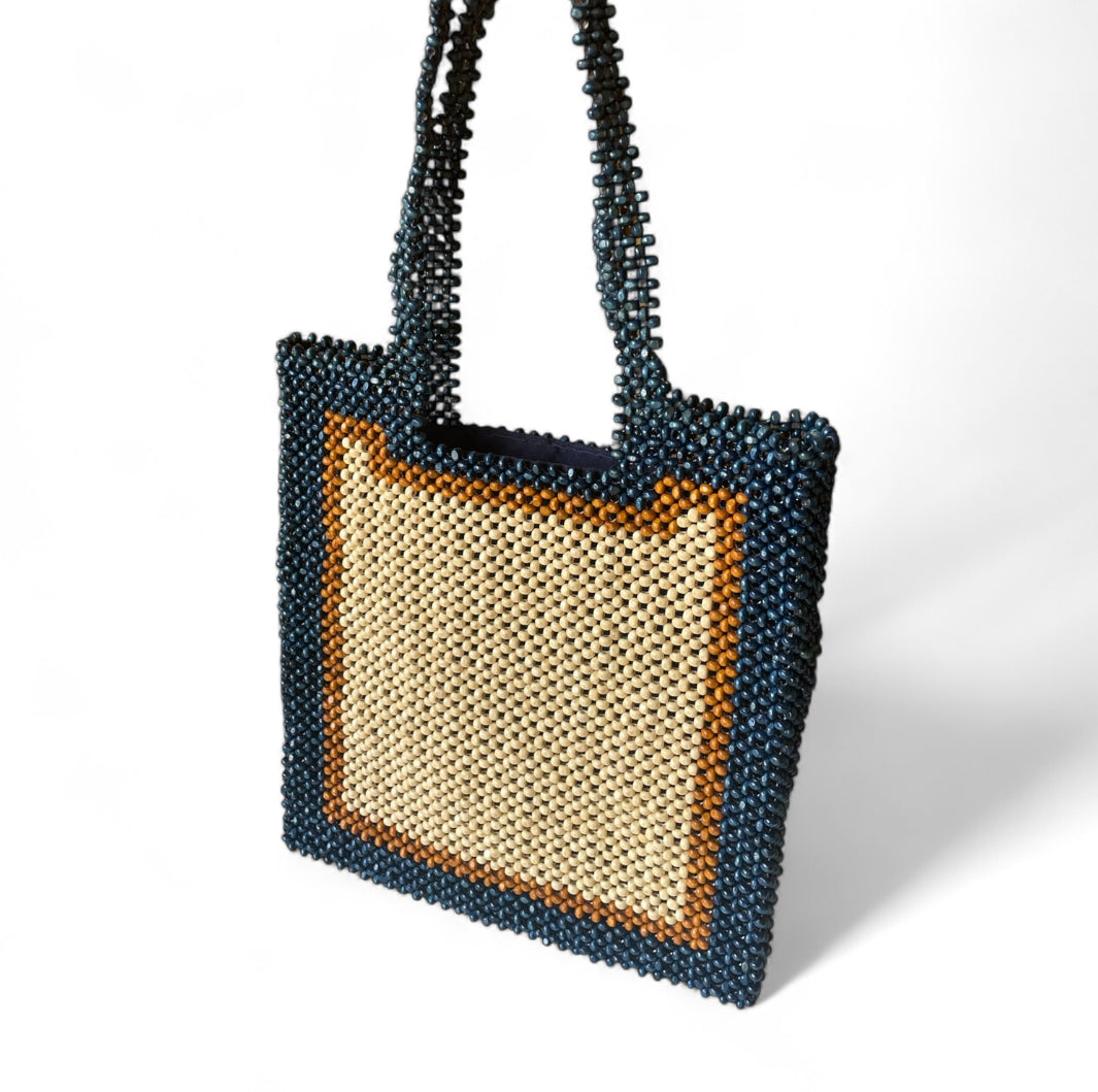 ALESSANDRA Beaded Tote Bag | Wooden Beads Collection