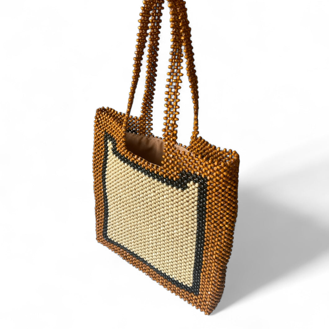 ALESSANDRA Beaded Tote Bag | Wooden Beads Collection