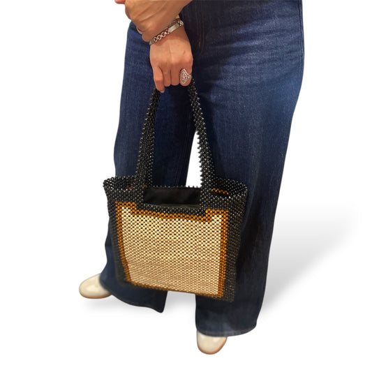 ALESSANDRA Beaded Tote Bag | Wooden Beads Collection