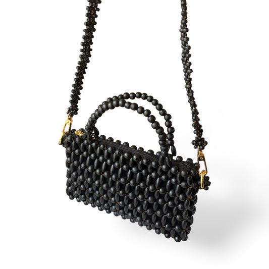 AMARA Beaded Handbag with Detachable Sling | Wooden Beads Collection
