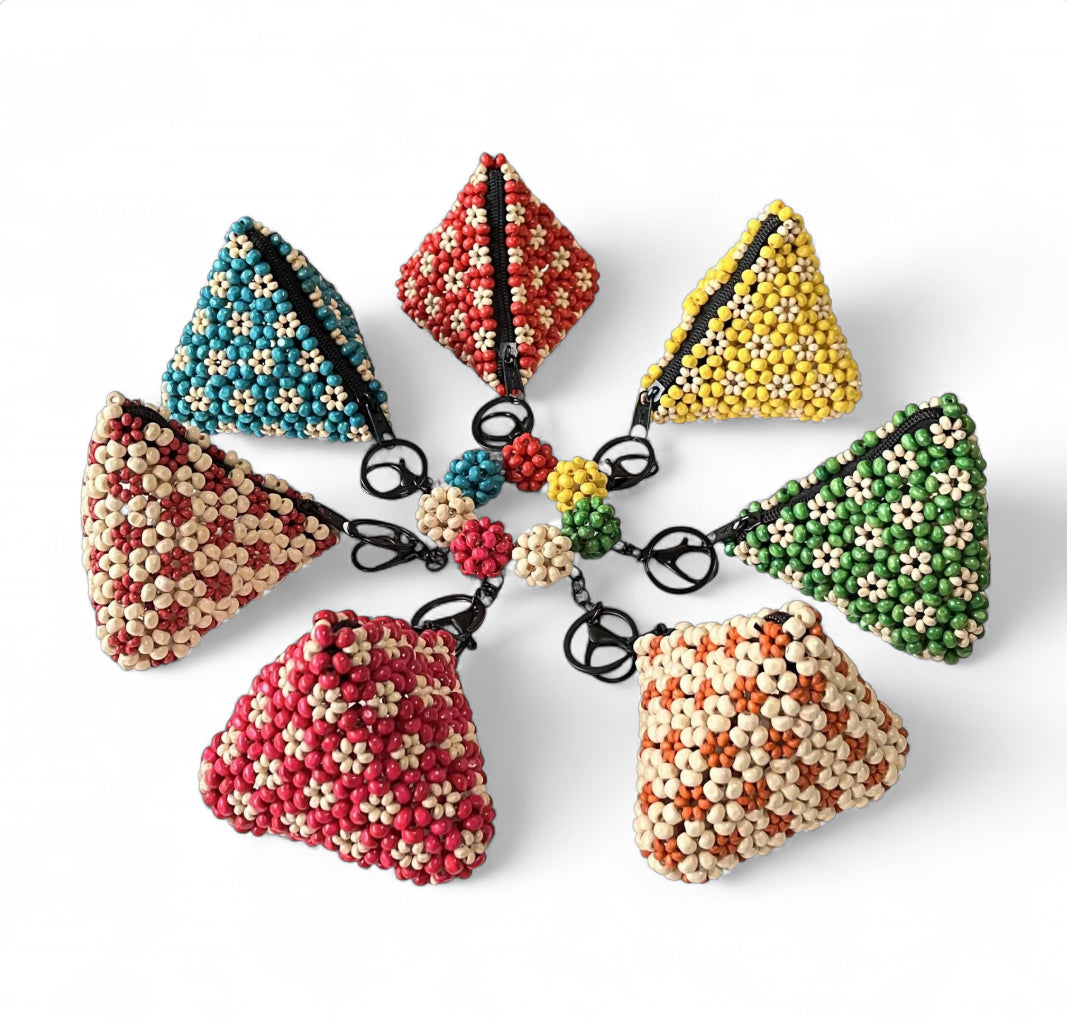 BELLA Beaded Coin Purse/Bag charm | Wooden Beads Accessory