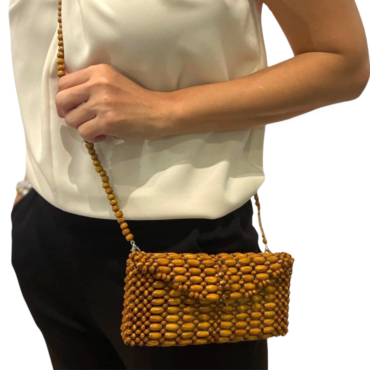 BIANCA Versatile Beaded Mini-Clutch/Wallet/Sling | Wooden Bead Bags