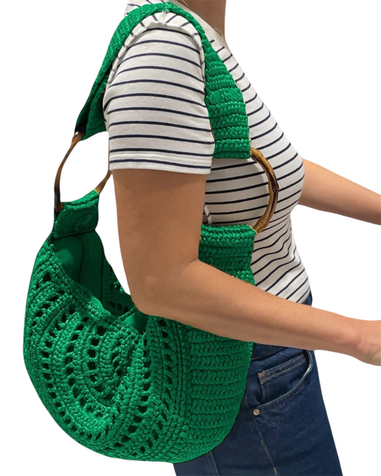 EVITA Crocheted Moon Bag with Shoulder Strap | Premium Straw Bag