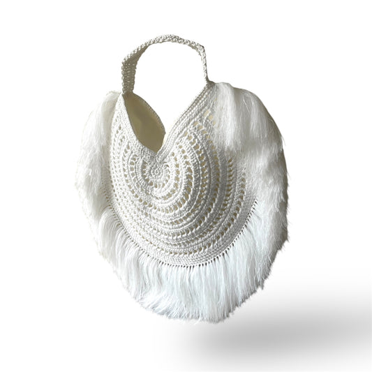FIESTA Custom Handmade Shoulder Bag with Fringes | Premium Straw Bag