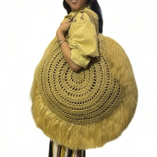 FIESTA Custom Handmade Shoulder Bag with Fringes | Premium Straw Bag