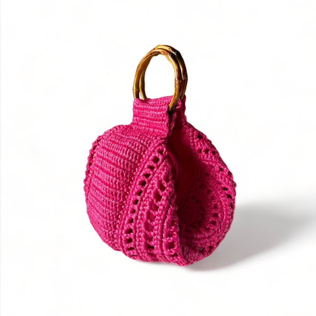 EVITA Crocheted Moon Bag with Shoulder Strap | Premium Straw Bag