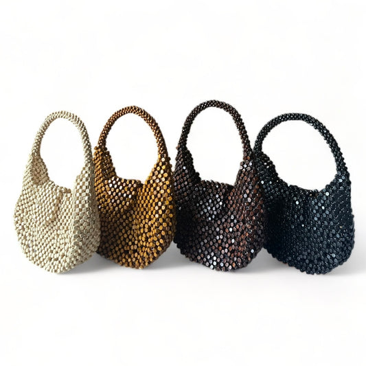 CARMELA Handmade Statement Bag | Wooden Beads Collection