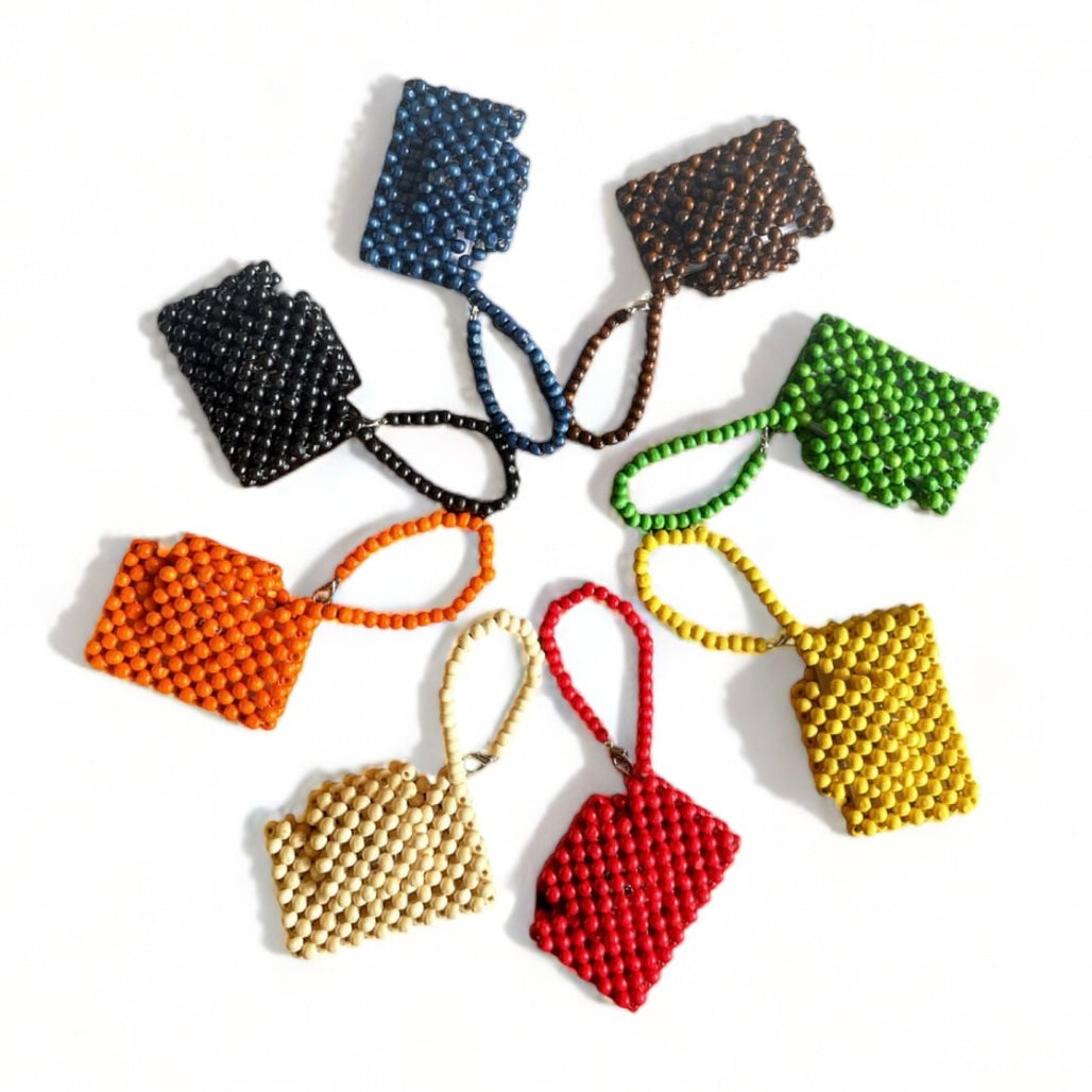 KATRINA Beaded Card Purse | Wooden Beads Accessory