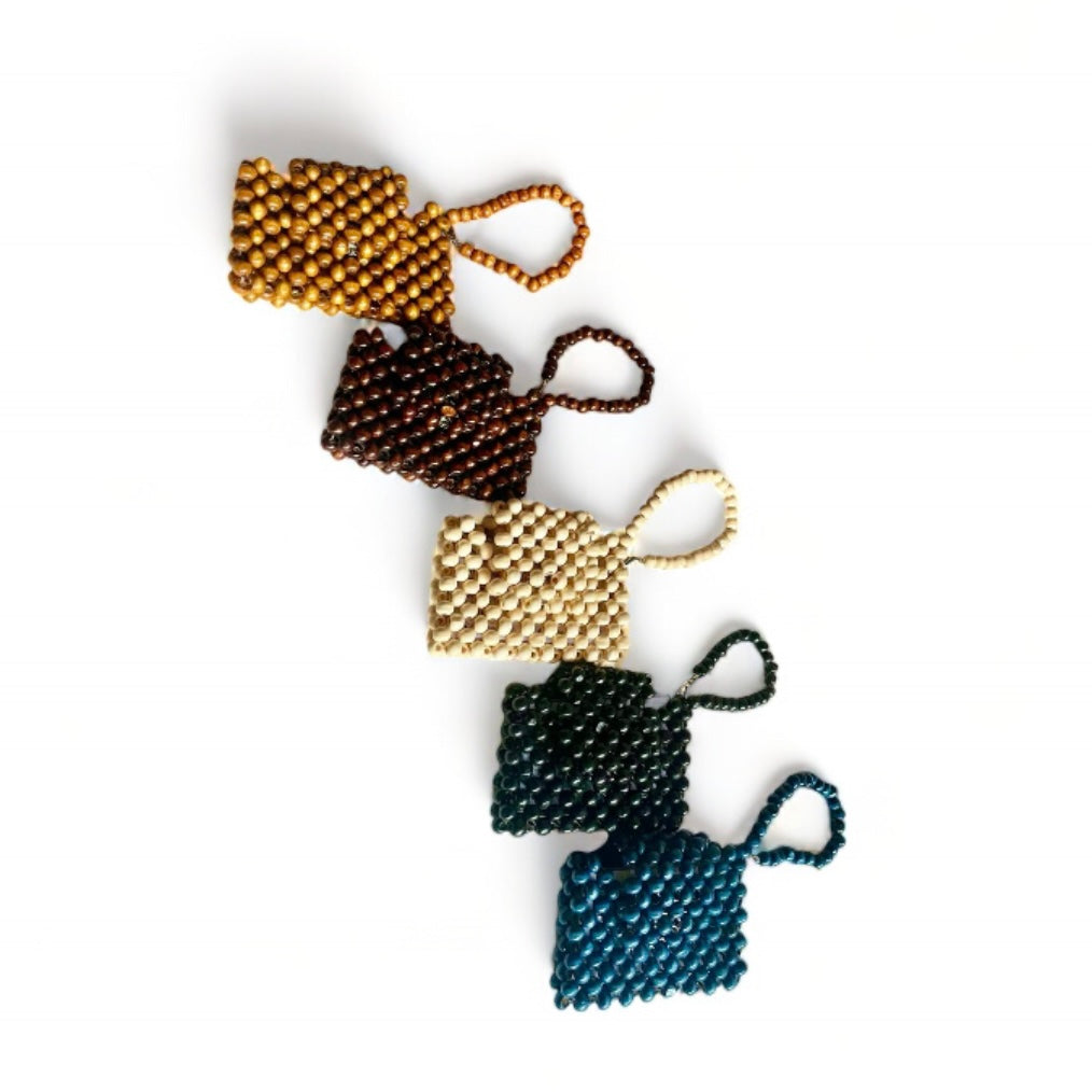 KATRINA Beaded Card Purse | Wooden Beads Accessory