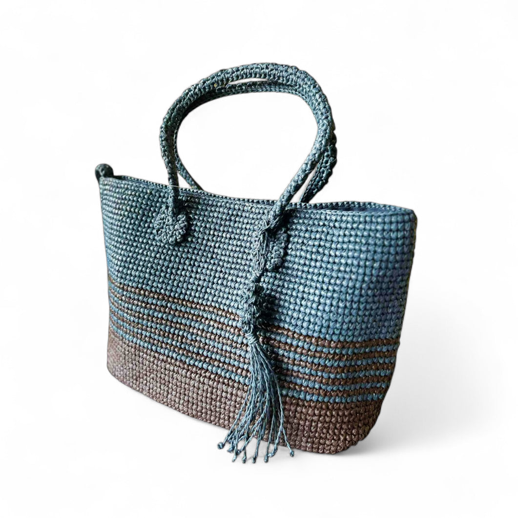 IVANNA Striped Beach Tote | Premium Straw Bag
