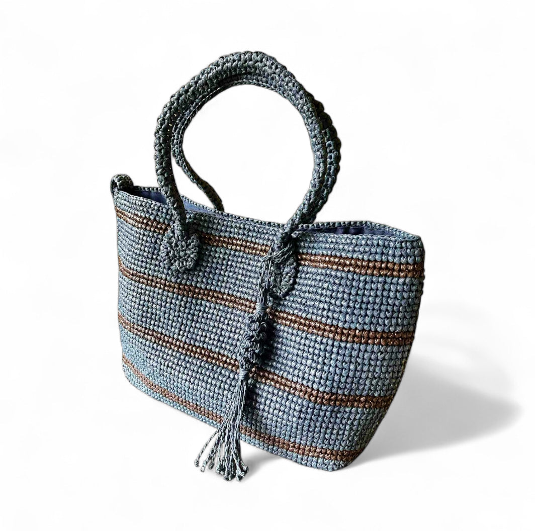 IVANNA Striped Beach Tote | Premium Straw Bag