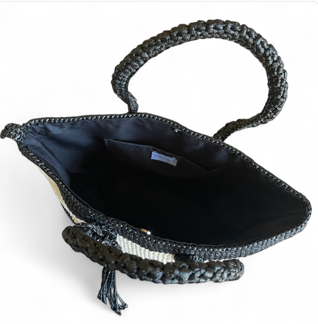 IVANNA Striped Beach Tote | Premium Straw Bag