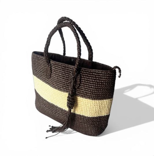 IVANNA Two-Toned Versatile Tote | Premium Straw Bag