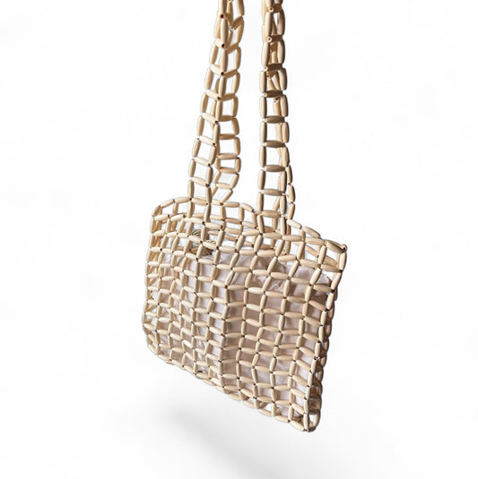 LUCIA Beaded Bohemian Tote Bag | Wooden Beads Collection