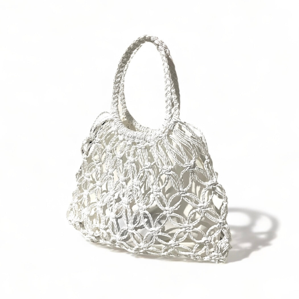 MARINA Handmade Macrame Net Tote Bag with Lining | Premium Straw Bag