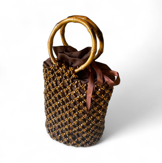 MONICA Beaded Bucket Bag | Wooden Beads Collection