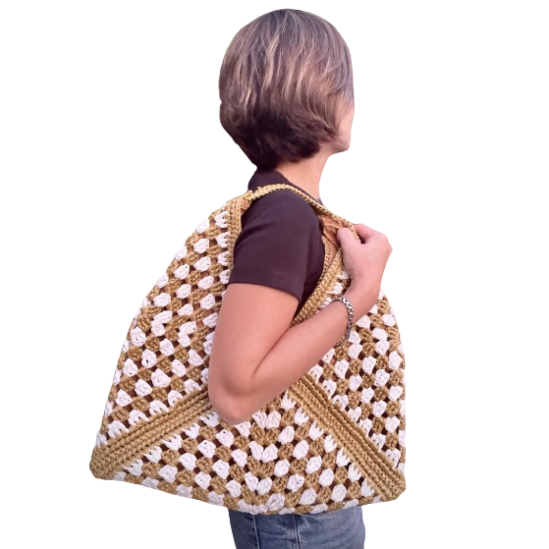 RAFAELA CHECKERED - Handmade Hobo Travel Bag | Premium Straw Bag