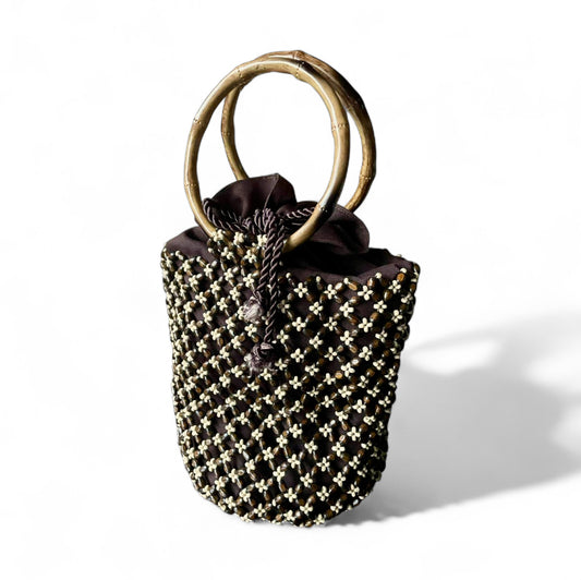 MONICA Beaded Bucket Bag | Wooden Beads Collection