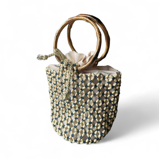 MONICA Beaded Bucket Bag | Wooden Beads Collection