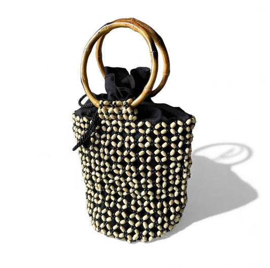 MONICA Beaded Bucket Bag | Wooden Beads Collection
