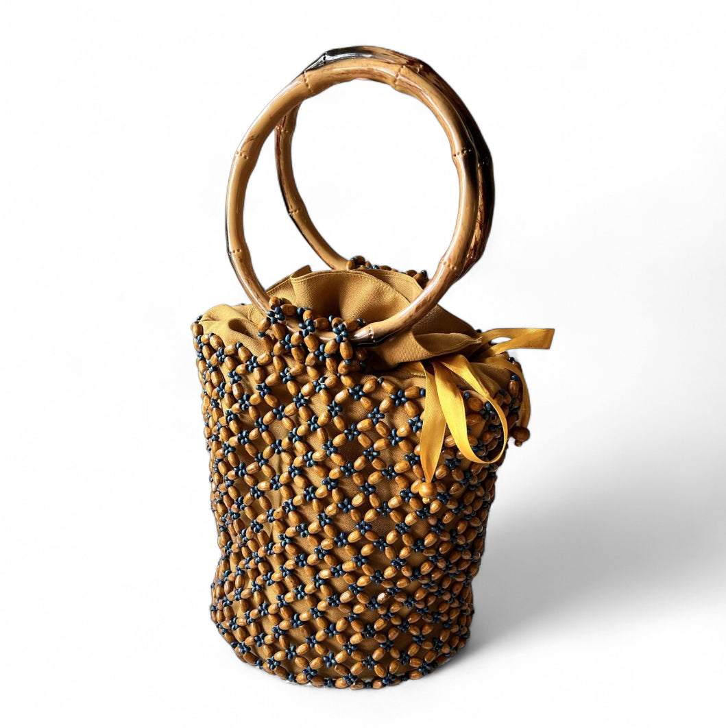 MONICA Beaded Bucket Bag | Wooden Beads Collection