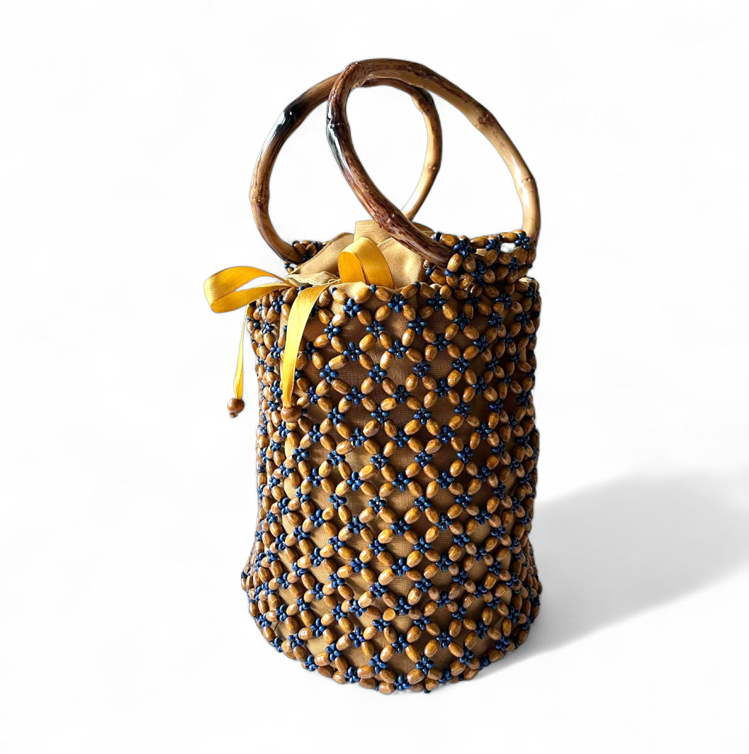 MONICA Beaded Bucket Bag | Wooden Beads Collection