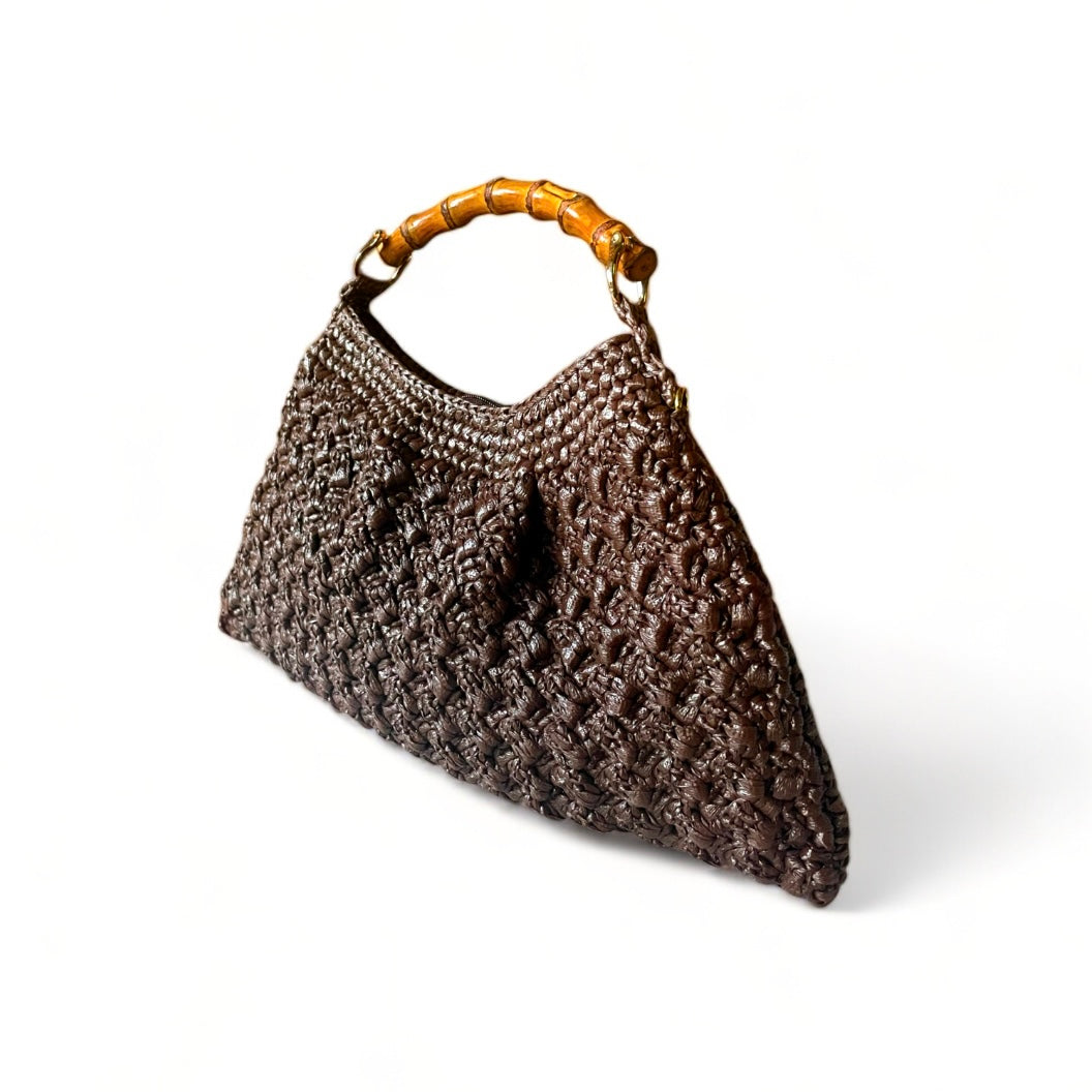 PICCOLA Handbag with Natural Bamboo Handle | Premium Straw Bag