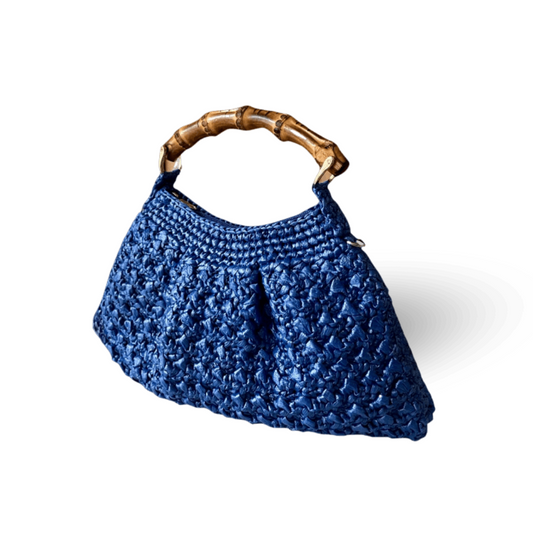 PICCOLA Handbag with Natural Bamboo Handle | Premium Straw Bag