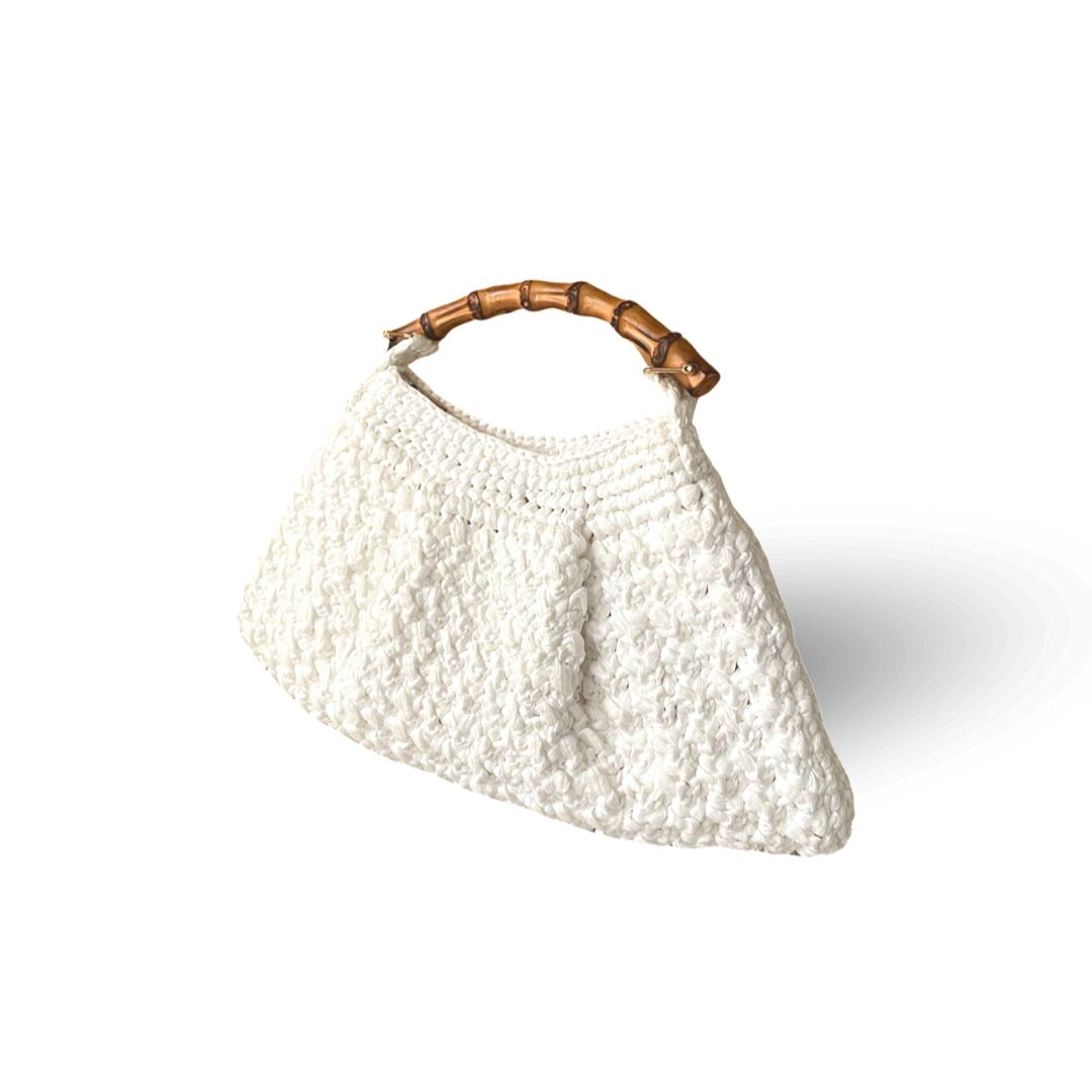 PICCOLA Handbag with Natural Bamboo Handle | Premium Straw Bag