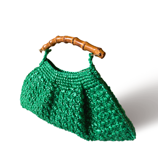 PICCOLA Handbag with Natural Bamboo Handle | Premium Straw Bag