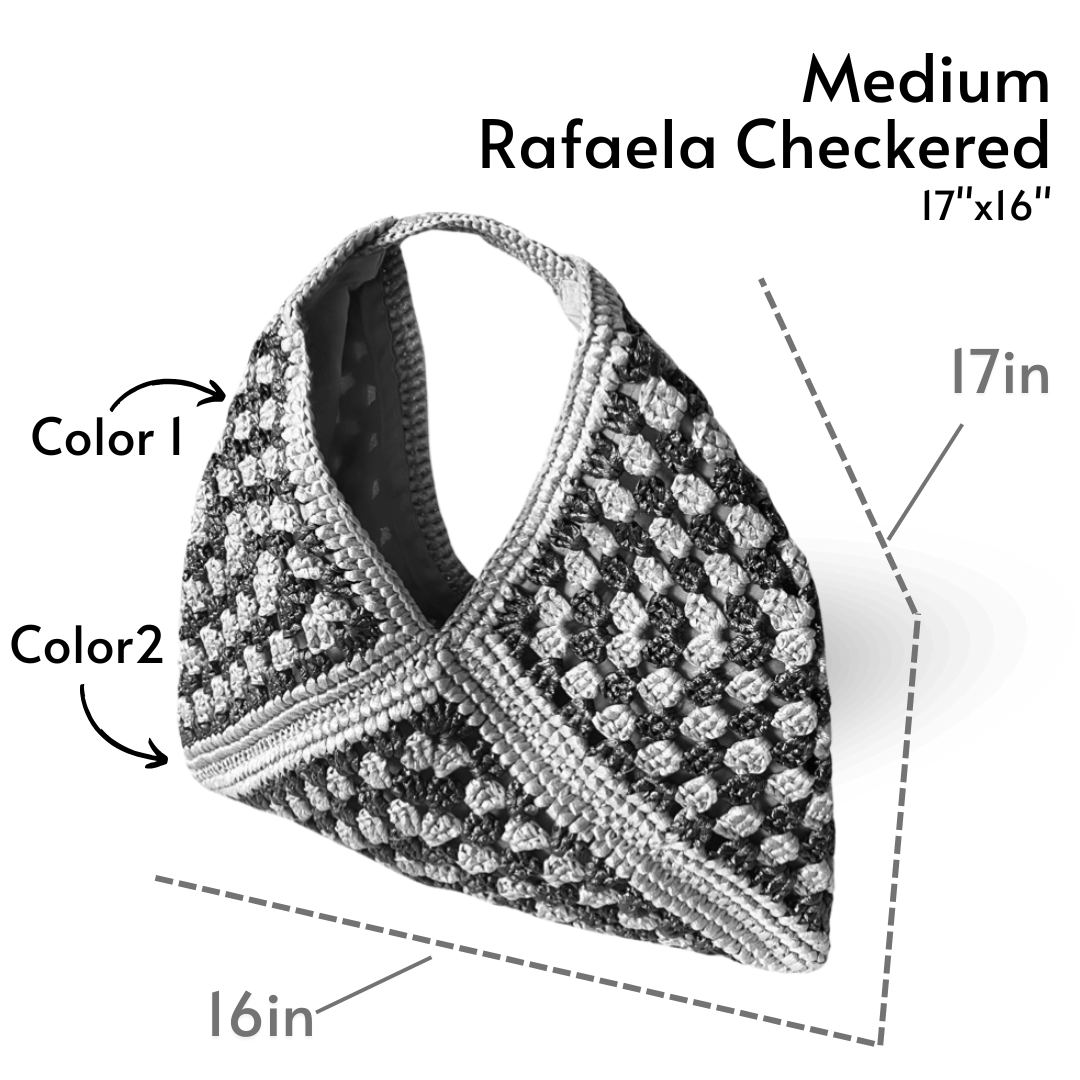 RAFAELA CHECKERED - Handmade Hobo Travel Bag | Premium Straw Bag