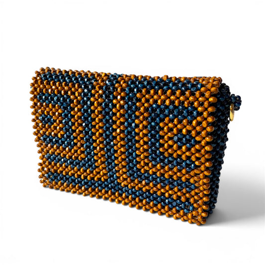 RAYA MAZE Convertible Beaded Clutch/Sling/Shoulder bag | Wooden Beads Collection