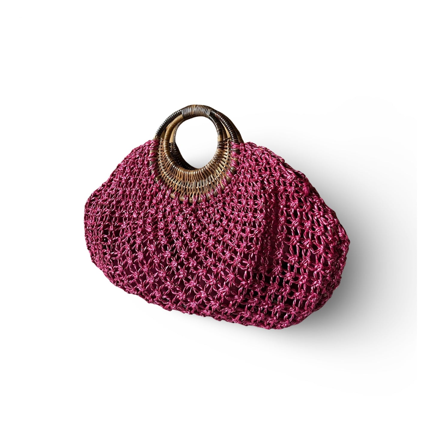 REINA Macrame Rattan Handles Handbag | Premium Straw Bag