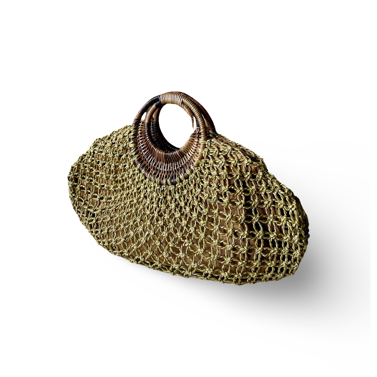 REINA Macrame Rattan Handles Handbag | Premium Straw Bag