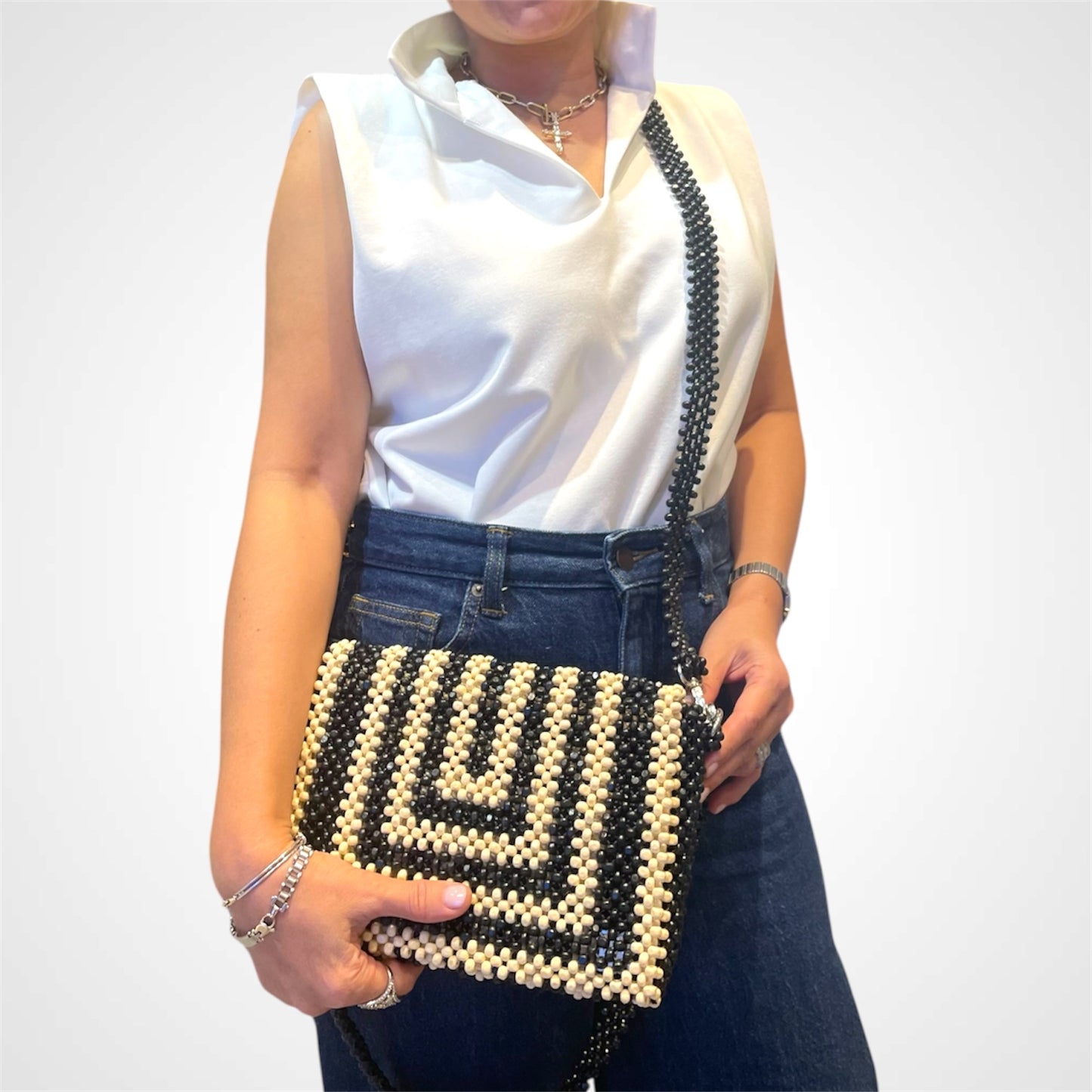 RAYA Convertible Beaded Clutch/Sling/Shoulder bag | Wooden Beads Collection