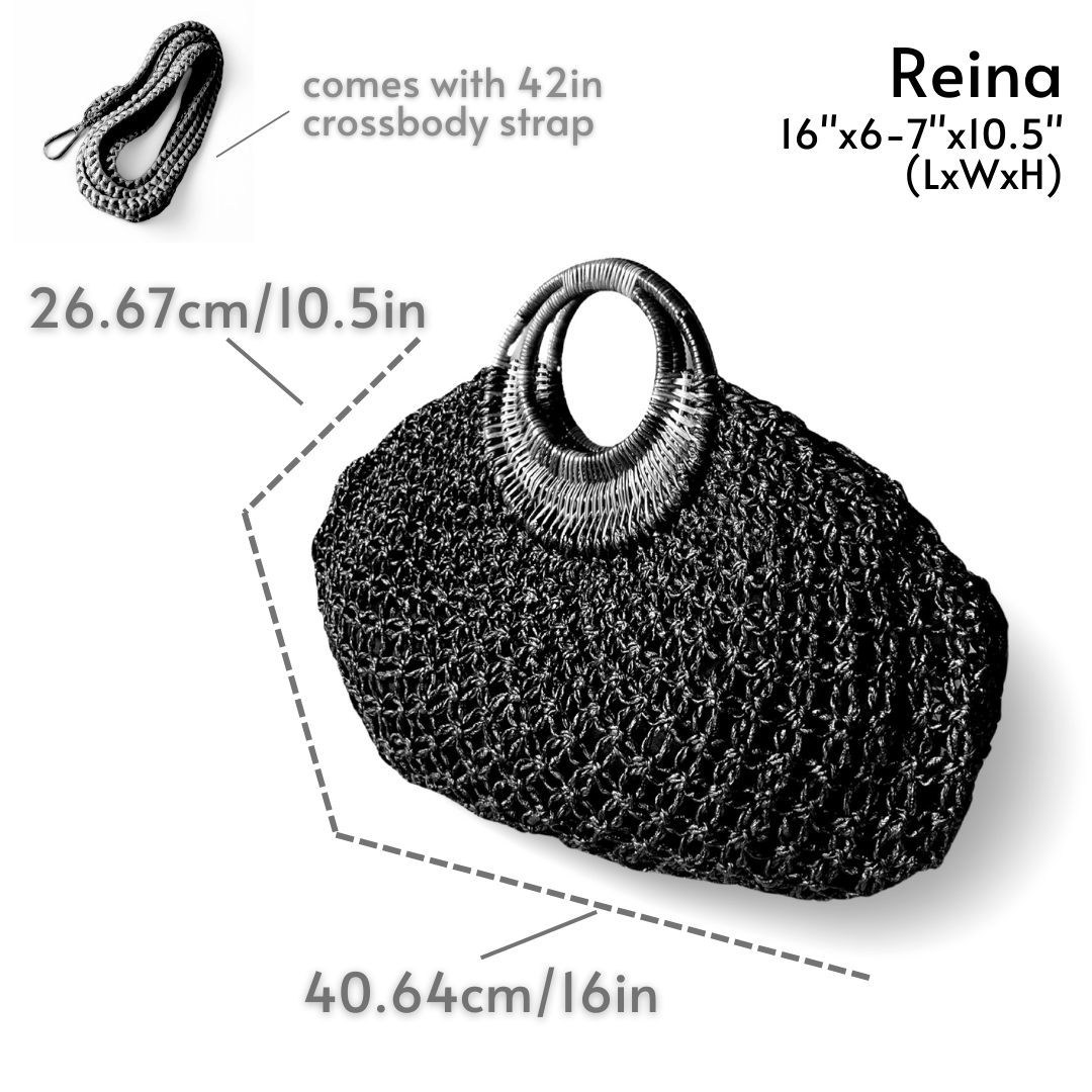 REINA Macrame Rattan Handles Handbag | Premium Straw Bag