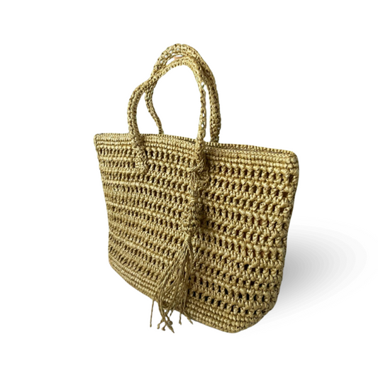 SAVANNAH Zip Top Travel Tote Bag | Premium Straw Bag