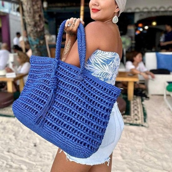 SAVANNAH Zip Top Travel Tote Bag | Premium Straw Bag