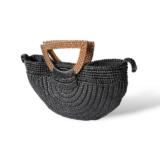 SELENA Halfmoon Nito Vine Handles Handbag | Premium Straw
