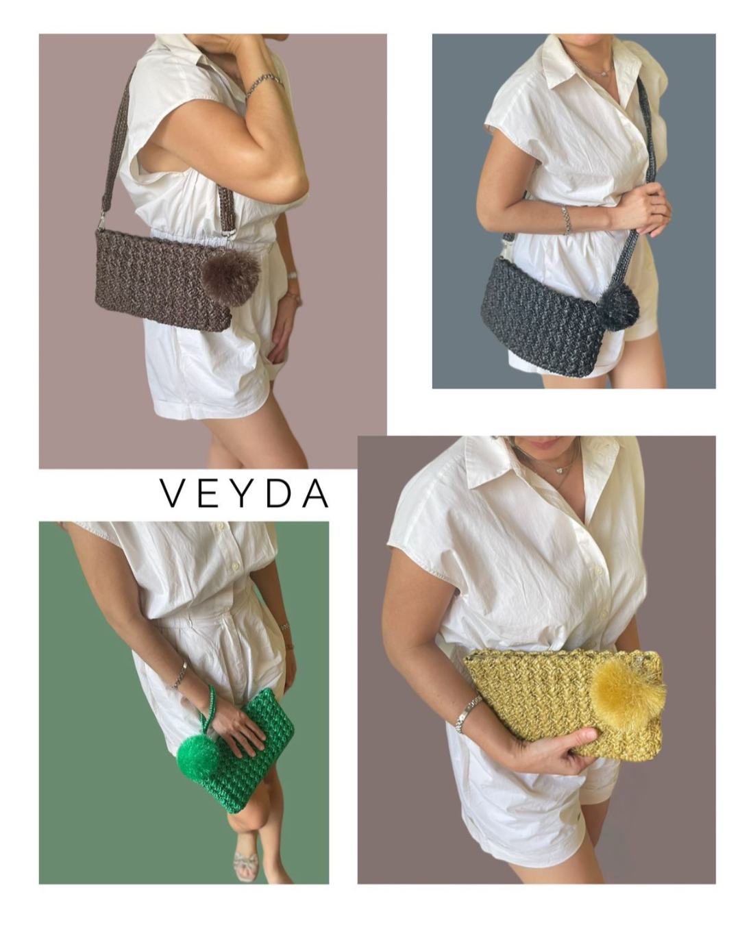 VEYDA Crocheted Clutch/Wristlet/Sling | Premium Straw Bag