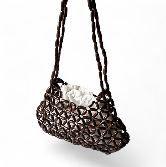 VITTORIA Beaded Boho Chic Shoulder Bag | Wooden Beads Collection