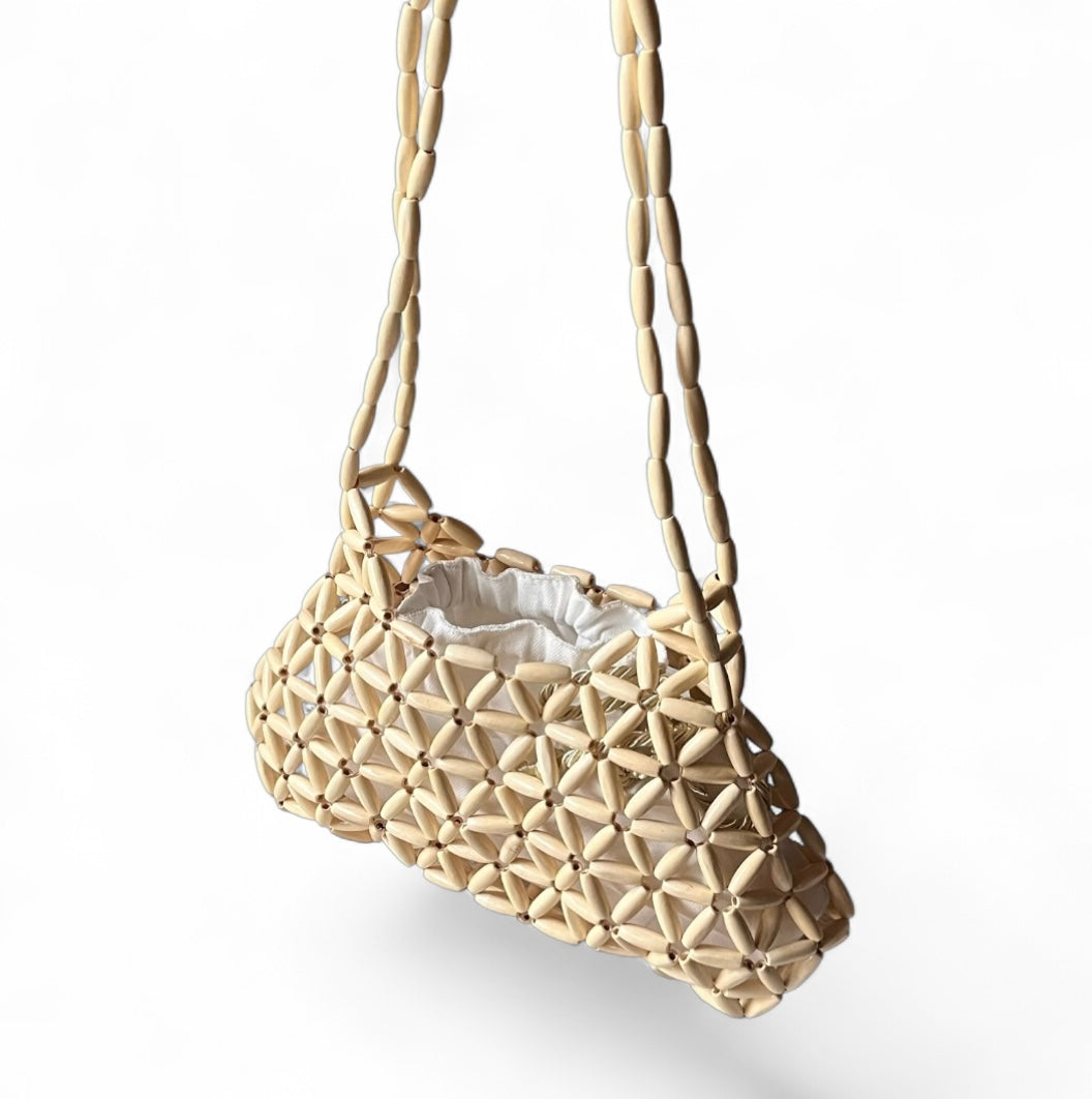 VITTORIA Beaded Boho Chic Shoulder Bag | Wooden Beads Collection