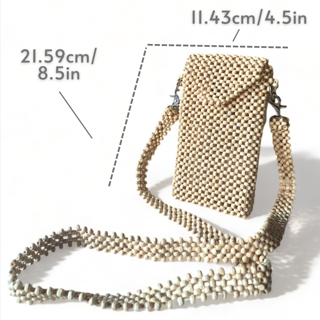 It’s the Aina Multi-functional Phone Purse in Natural Color with its dimensions.